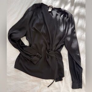 Black silky top with button detail